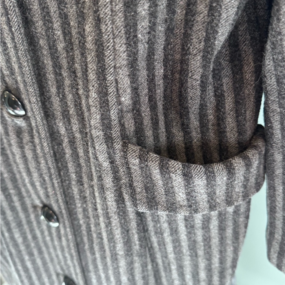 80% Wool Vintage Wool Long Coat Embroidered Minimal Designer Size S - Picture 13 of 16